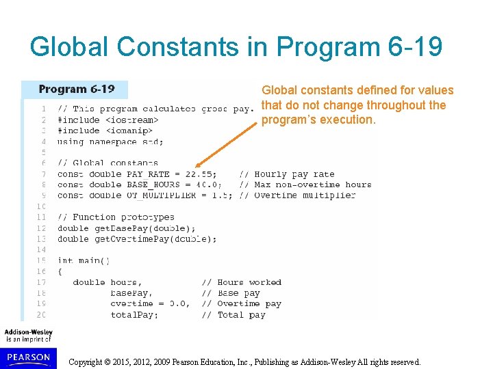 Global Constants in Program 6 -19 Global constants defined for values that do not Global Constants in Program 6 -19 Global constants defined for values that do not