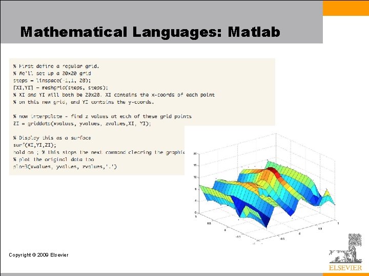 Mathematical Languages: Matlab Copyright © 2009 Elsevier 