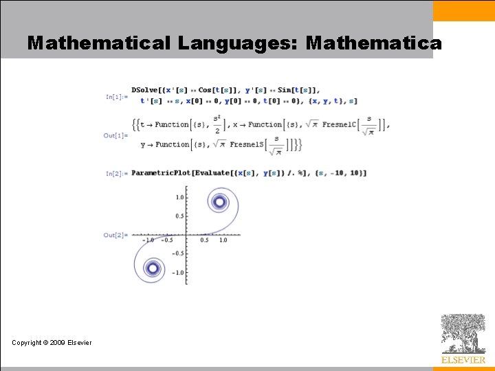 Mathematical Languages: Mathematica Copyright © 2009 Elsevier 