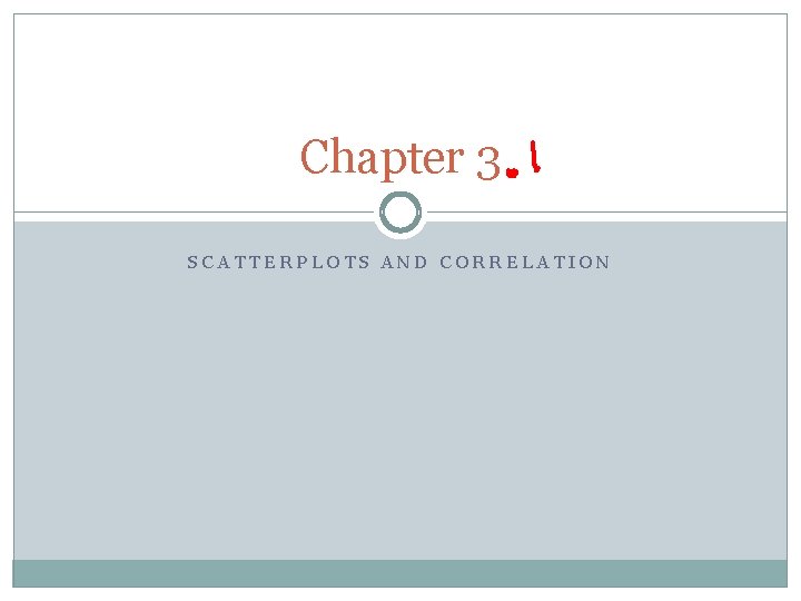 Chapter 3 SCATTERPLOTS AND CORRELATION 