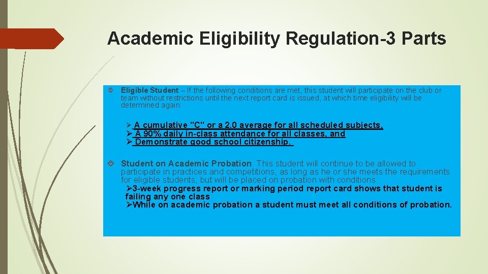 Academic Eligibility Regulation-3 Parts Eligible Student – If the following conditions are met, this