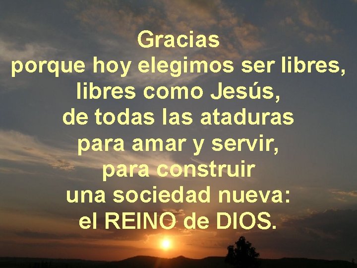 Gracias porque hoy elegimos ser libres, libres como Jesús, de todas las ataduras para