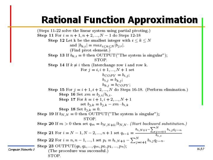 Rational Function Approximation Computer Networks Research Lab. 16/17 Rational Function Approximation Computer Networks Research Lab. 16/17