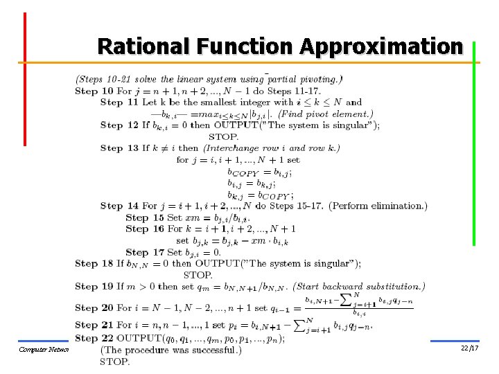 Rational Function Approximation Computer Networks Research Lab. 22/17 Rational Function Approximation Computer Networks Research Lab. 22/17