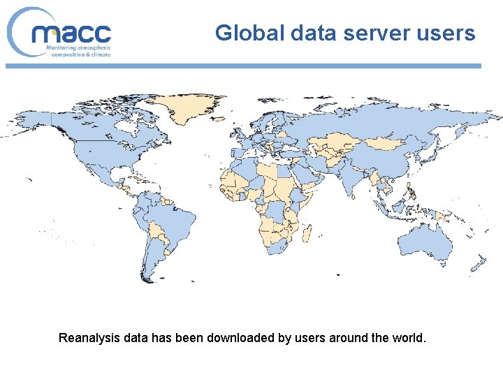 Global data server users Reanalysis data has been downloaded by users around the world.