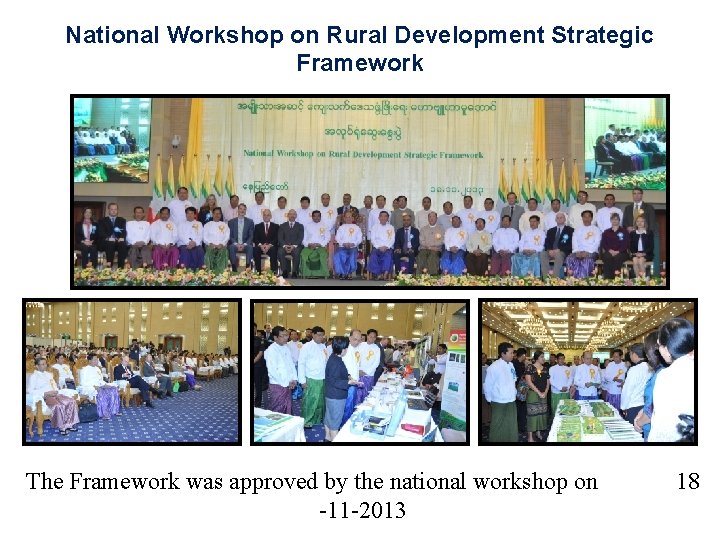 National Workshop on Rural Development Strategic Framework The Framework was approved by the national