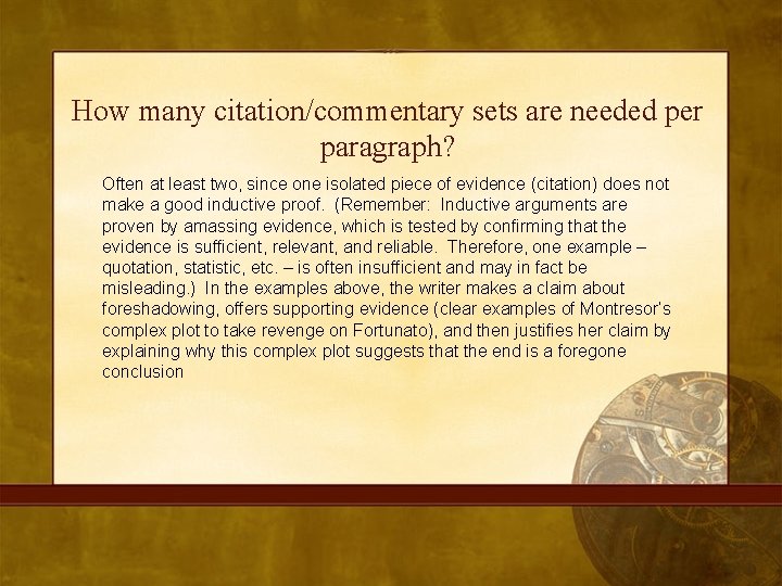 How many citation/commentary sets are needed per paragraph? Often at least two, since one