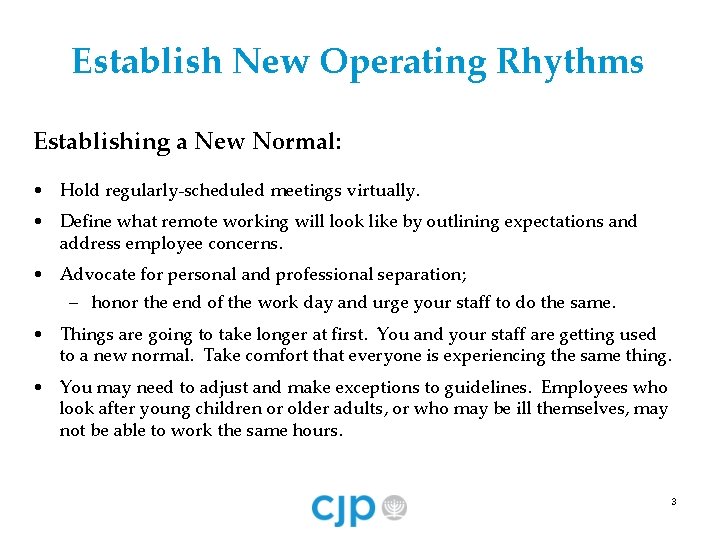 Lean Operating Rhythms Examples Combined Jewish Philanthropies Securing Business Operations in a