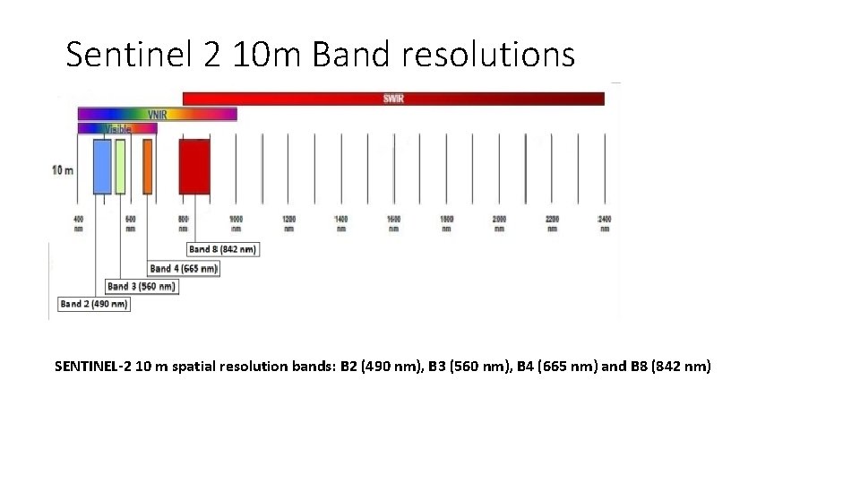 Sentinel 2 10 m Band resolutions SENTINEL-2 10 m spatial resolution bands: B 2