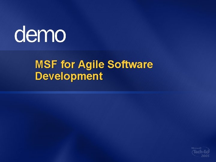 MSF for Agile Software Development 