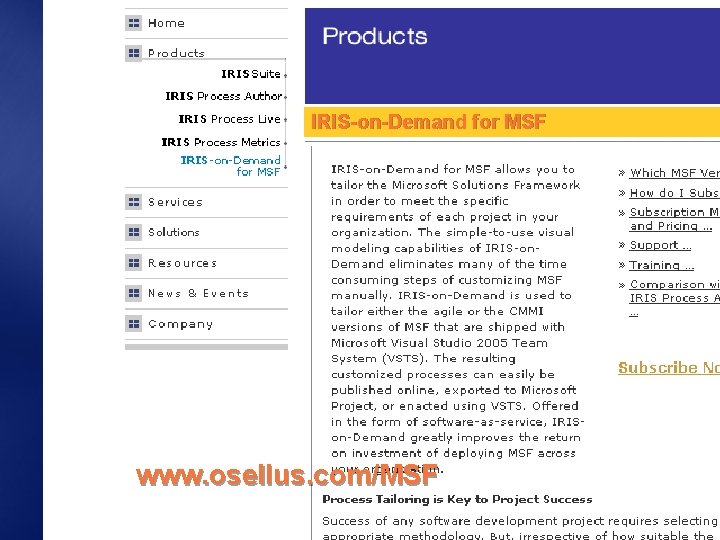 IRIS-on-Demand for MSF www. osellus. com/MSF 