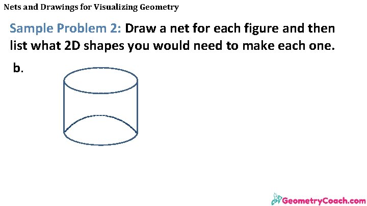 Nets and Drawings for Visualizing Geometry Sample Problem 2: Draw a net for each