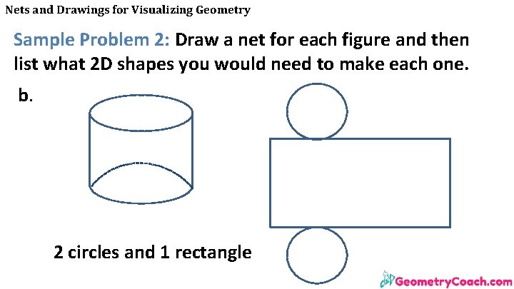 Nets and Drawings for Visualizing Geometry Sample Problem 2: Draw a net for each