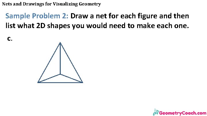 Nets and Drawings for Visualizing Geometry Sample Problem 2: Draw a net for each