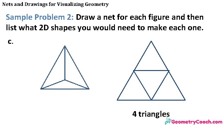 Nets and Drawings for Visualizing Geometry Sample Problem 2: Draw a net for each