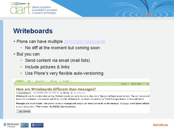 Writeboards Plone can have multiple 24/10/2021 riteboards No diff at the moment but coming