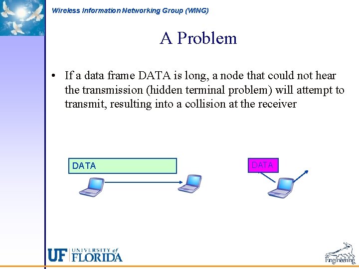 Wireless Information Networking Group (WING) A Problem • If a data frame DATA is