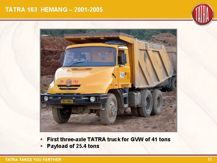 TATRA 163 HEMANG – 2001 -2005 § First three-axle TATRA truck for GVW of