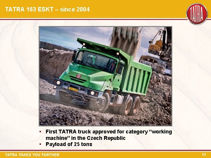 TATRA 163 ESKT – since 2004 § First TATRA truck approved for category “working