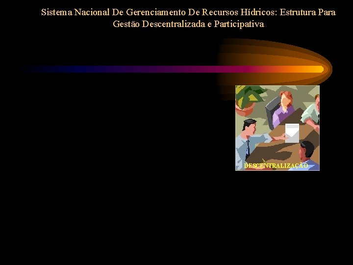 Sistema Nacional De Gerenciamento De Recursos Hídricos: Estrutura Para Gestão Descentralizada e Participativa DESCENTRALIZAÇÃO