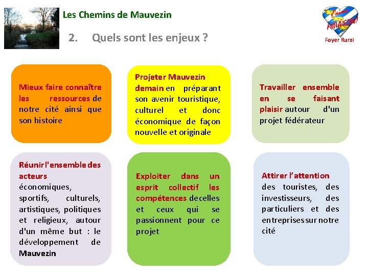 Les Chemins de Mauvezin 2. Quels sont les enjeux ? Mieux faire connaître les