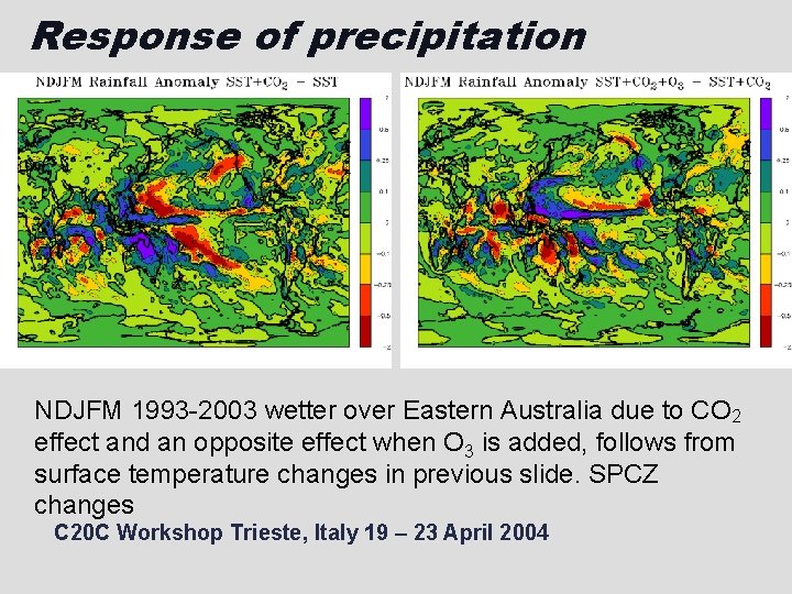 Response of precipitation NDJFM 1993 -2003 wetter over Eastern Australia due to CO 2