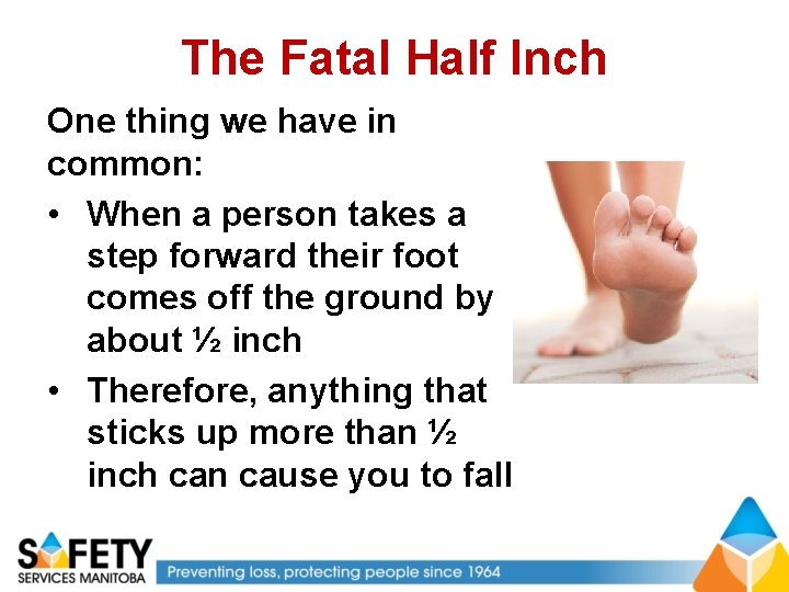 The Fatal Half Inch One thing we have in common: • When a person