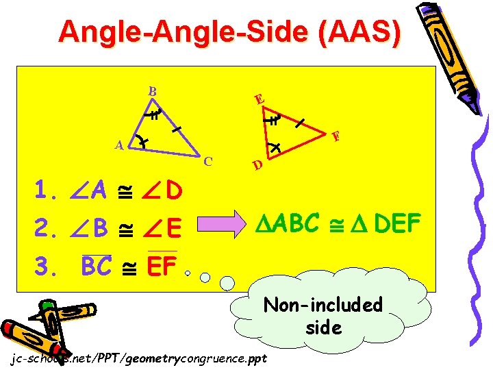 Angle-Side (AAS) B E F A C 1. A D 2. B E D