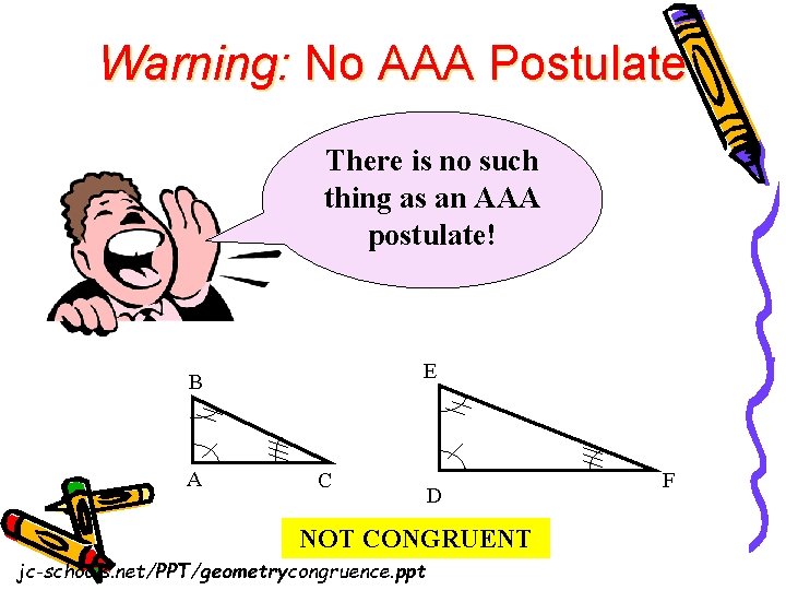 Warning: No AAA Postulate There is no such thing as an AAA postulate! E