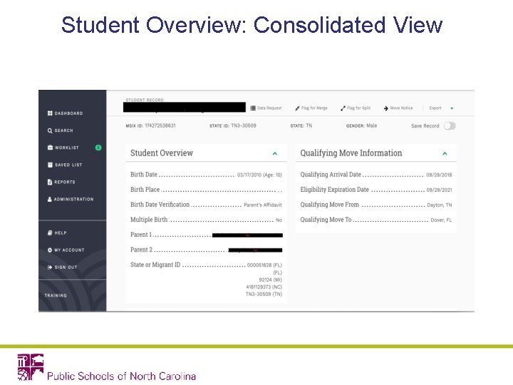 Student Overview: Consolidated View 