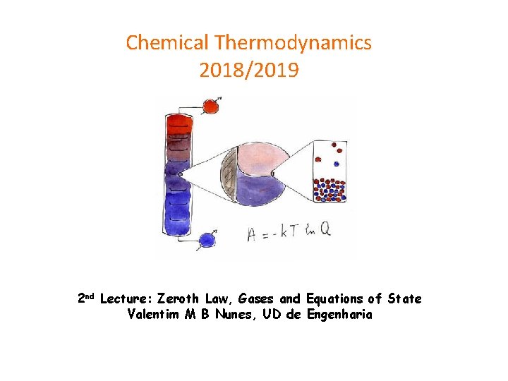 Chemical Thermodynamics 2018/2019 2 nd Lecture: Zeroth Law, Gases and Equations of State Valentim