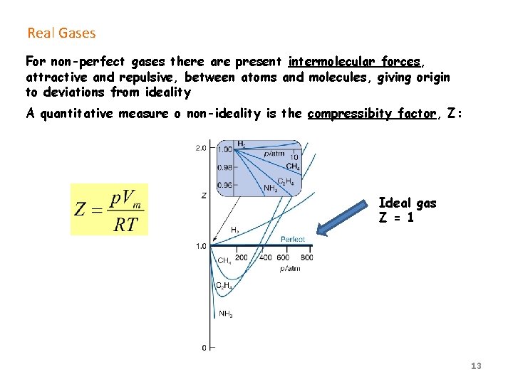 Real Gases For non-perfect gases there are present intermolecular forces, attractive and repulsive, between