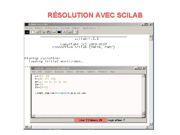 RÉSOLUTION AVEC SCILAB 