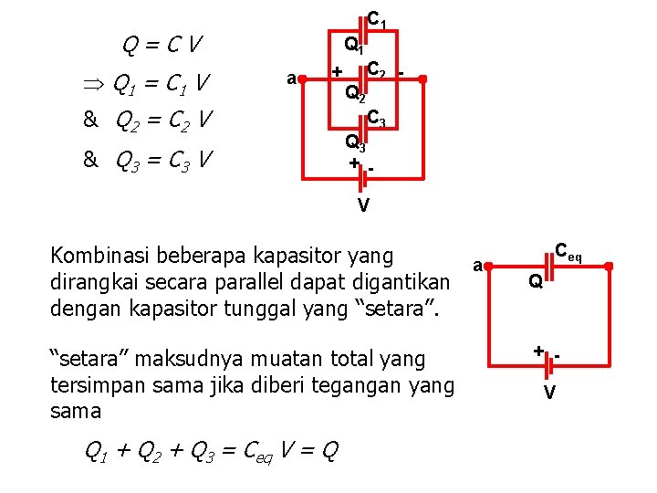 C 1 Q=CV Q 1 = C 1 V Q 1 a + &