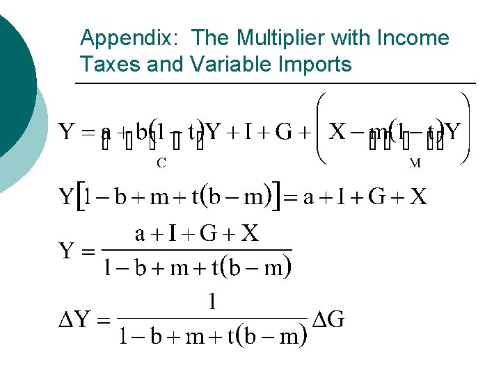 Appendix: The Multiplier with Income Taxes and Variable Imports 