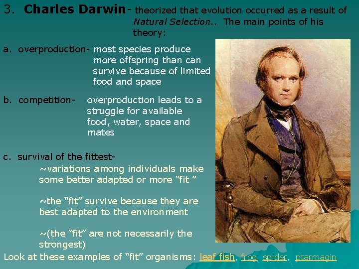 3. Charles Darwin- theorized that evolution occurred as a result of Natural Selection. .