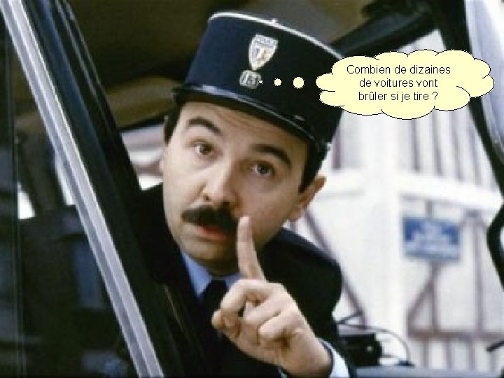 Combien de dizaines de voitures vont brûler si je tire ? 