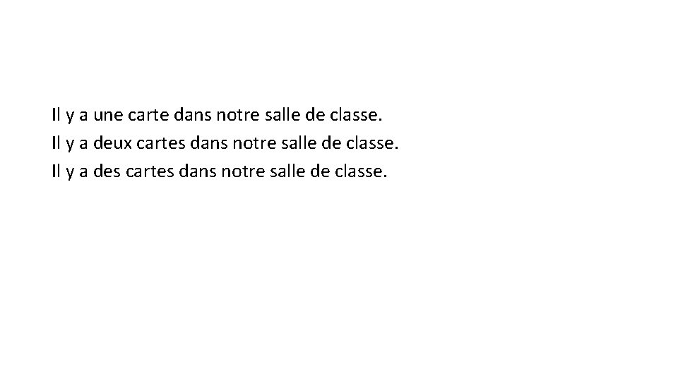 Il y a une carte dans notre salle de classe. Il y a deux