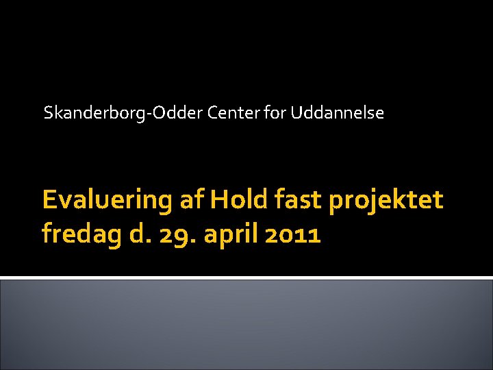 Skanderborg-Odder Center for Uddannelse Evaluering af Hold fast projektet fredag d. 29. april 2011