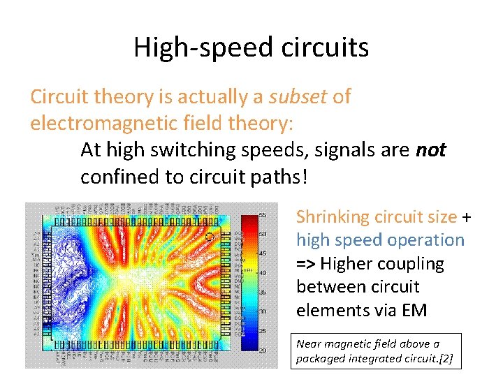 High-speed circuits Circuit theory is actually a subset of electromagnetic field theory: At high