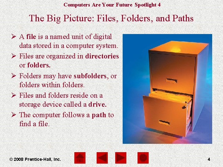 Computers Are Your Future Spotlight 4 The Big Picture: Files, Folders, and Paths Ø