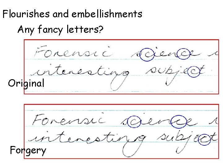 Flourishes and embellishments Any fancy letters? Original Forgery 