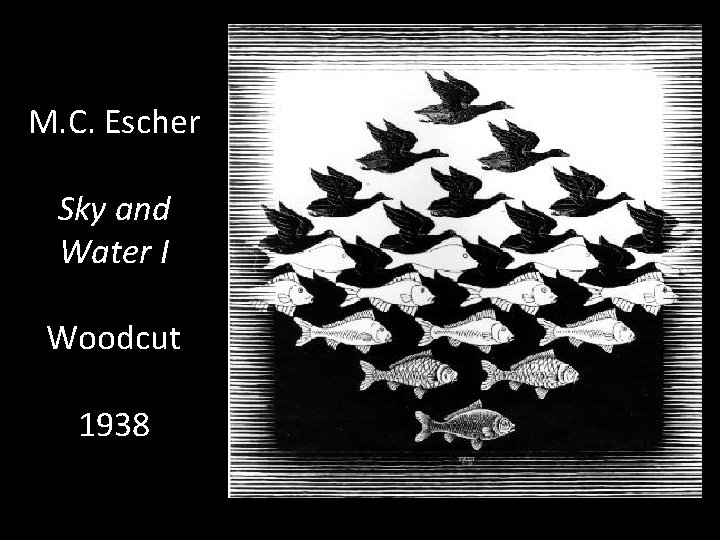 M. C. Escher Sky and Water I Woodcut 1938 