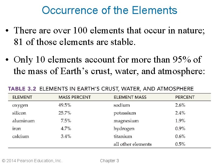 Occurrence of the Elements • There are over 100 elements that occur in nature;