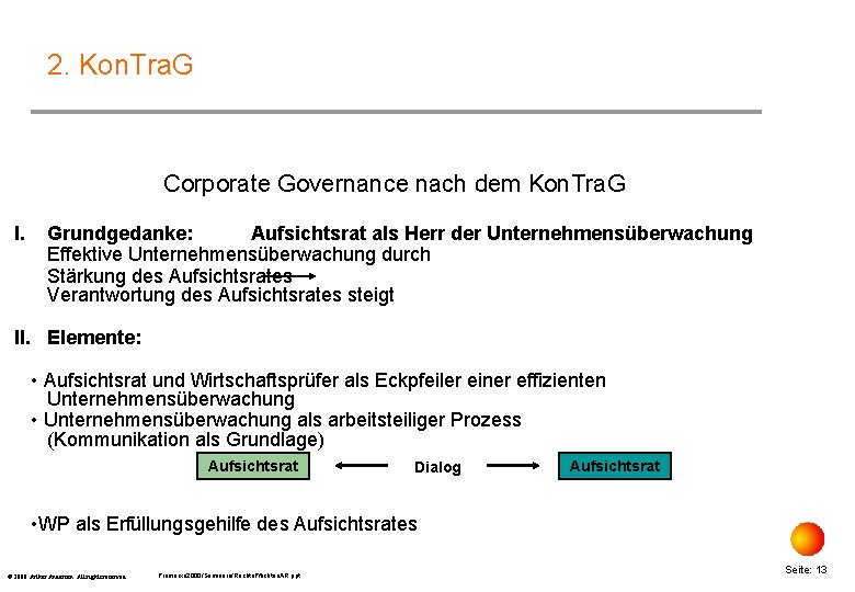 2. Kon. Tra. G Corporate Governance nach dem Kon. Tra. G I. Grundgedanke: Aufsichtsrat