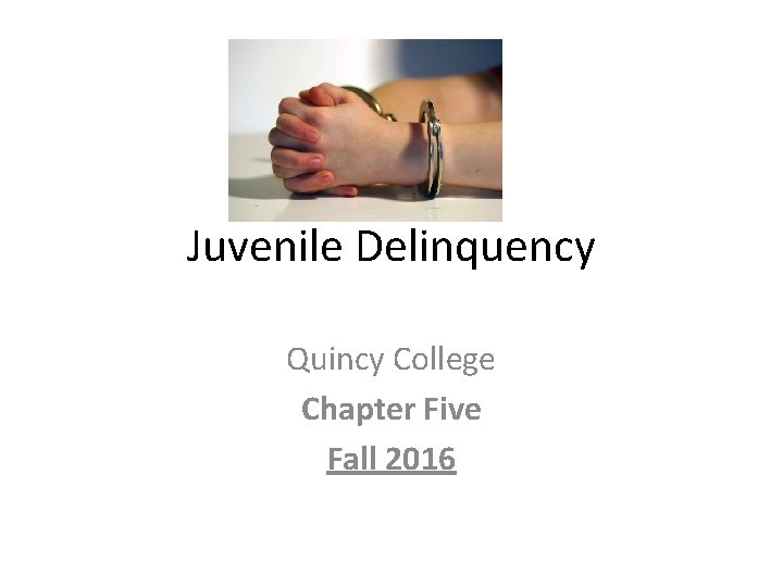 Juvenile Delinquency Quincy College Chapter Five Fall 2016 