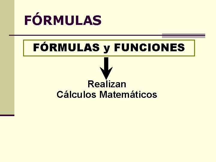 FÓRMULAS y FUNCIONES Realizan Cálculos Matemáticos 