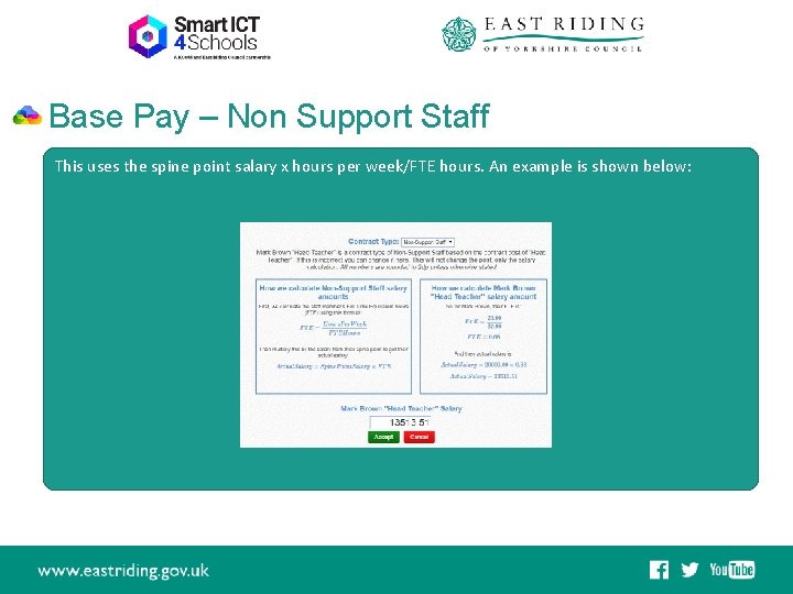 Base Pay – Non Support Staff This uses the spine point salary x hours