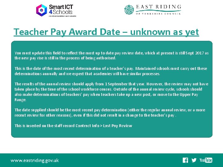 Teacher Pay Award Date – unknown as yet You must update this field to
