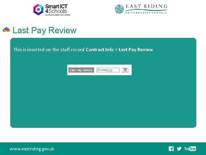 Last Pay Review This is inserted on the staff record Contract Info > Last